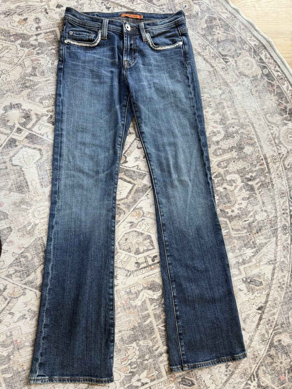 Vertigo Women Pants Sz 28/6 Jeans Embellished bling rock Blue Denim Boot Cut Y2K